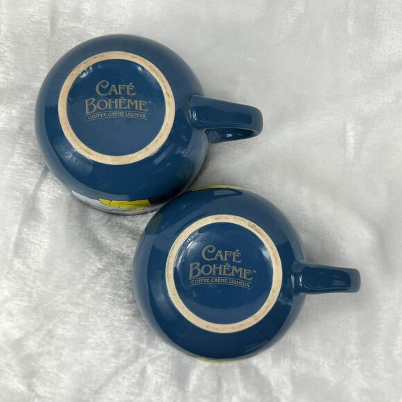 Café Bohème Coffee Crème Liqueur Promo Mug Set 2 Woman In Yellow Dress Graphic - Picture 6 of 7